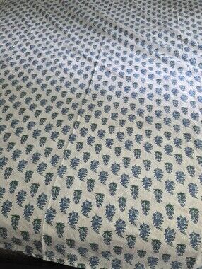 Roller Rabbit Pottery Barn Floral Blue and Green Cotton Flat Sheet